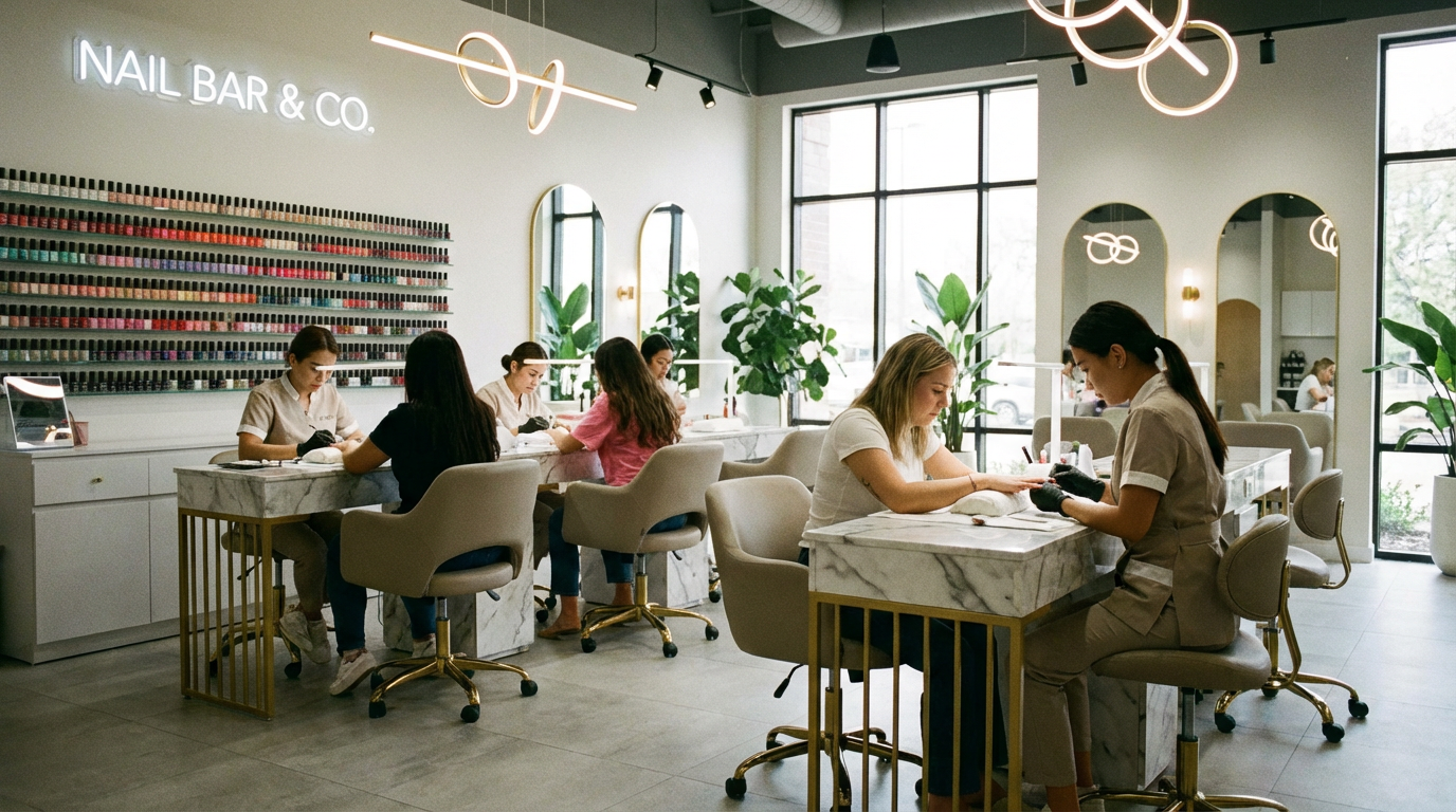 ネイルサロン向け予約管理システム画面 - デザイン写真管理、施術時間設定、次回予約促進